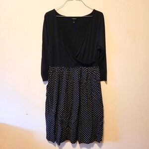 Torrid Dress Black Black and White Polka-Dot Print